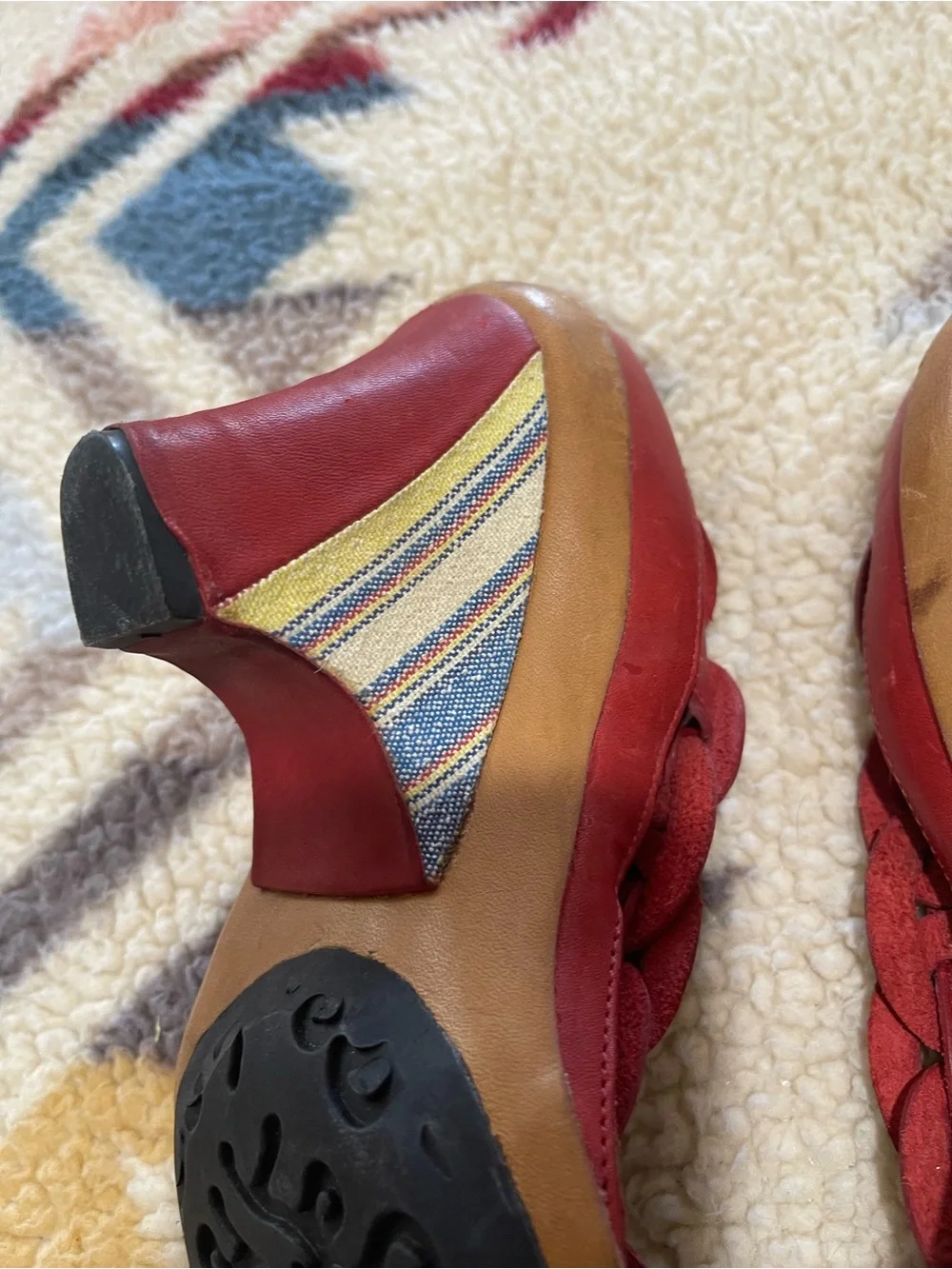 Anthropologie J. Shoes Nicole Red Braided Leather Slingback Heels | Size 8.5 ❤️